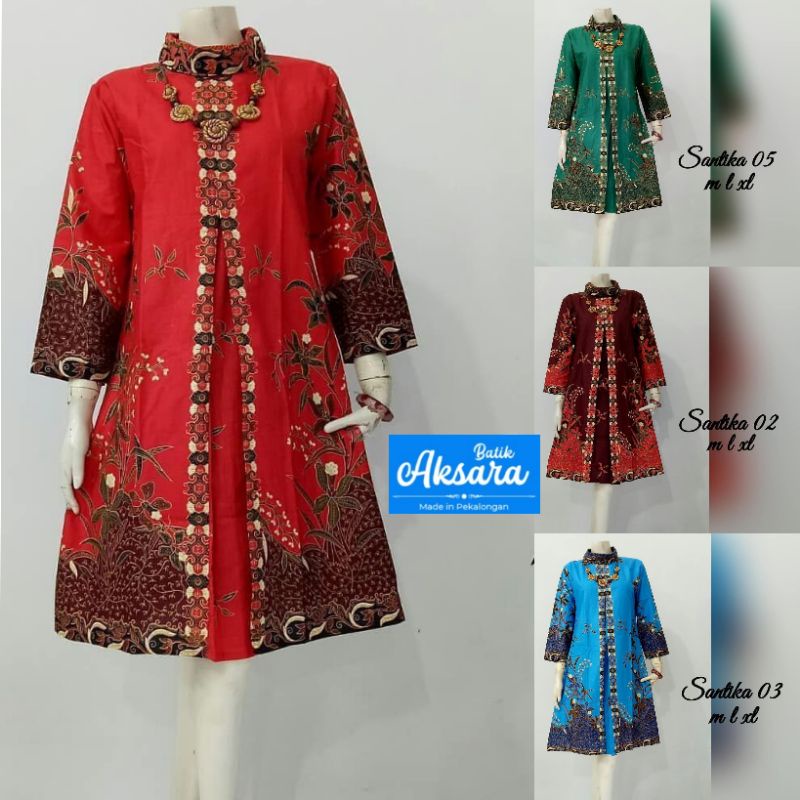 Ori Aksara Batik - Dress Batik Wanita Lengan Panjang Model Terbaru Elegant Cantik, Baju Kerja Kantor