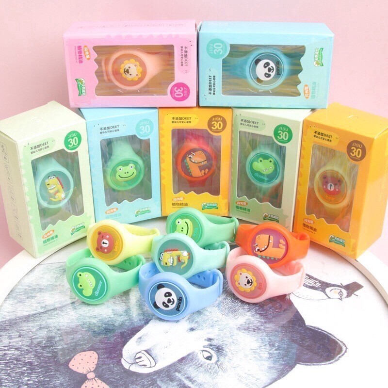 WBS COD Gelang Bentuk Jam Tangan Bayi Clip Anti Nyamuk LED Gesper Anak Karakter kartun Lucu Anti Air / JA007-ANTI NYAMUK LED