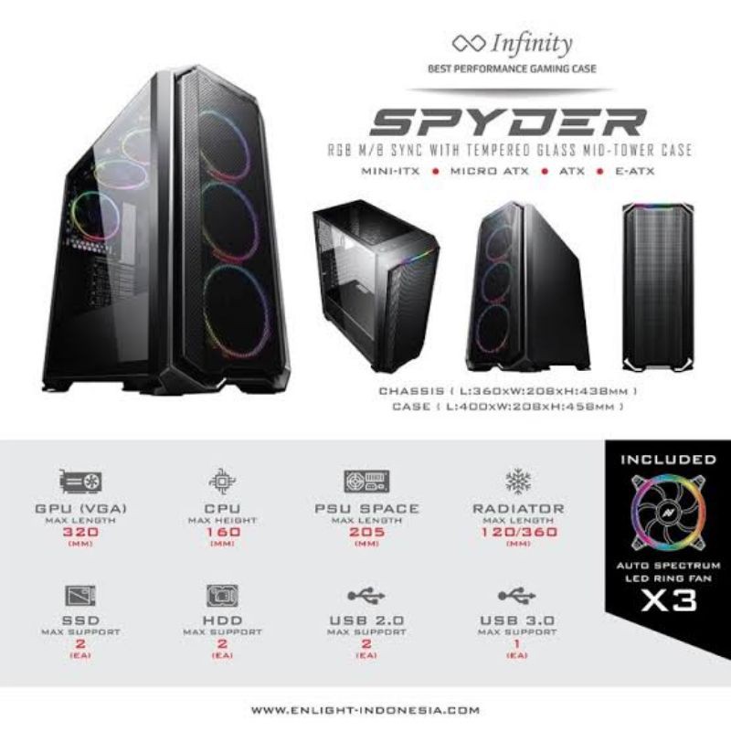 Casing PC Infinity Spyder ATX TEMPERED GLASS