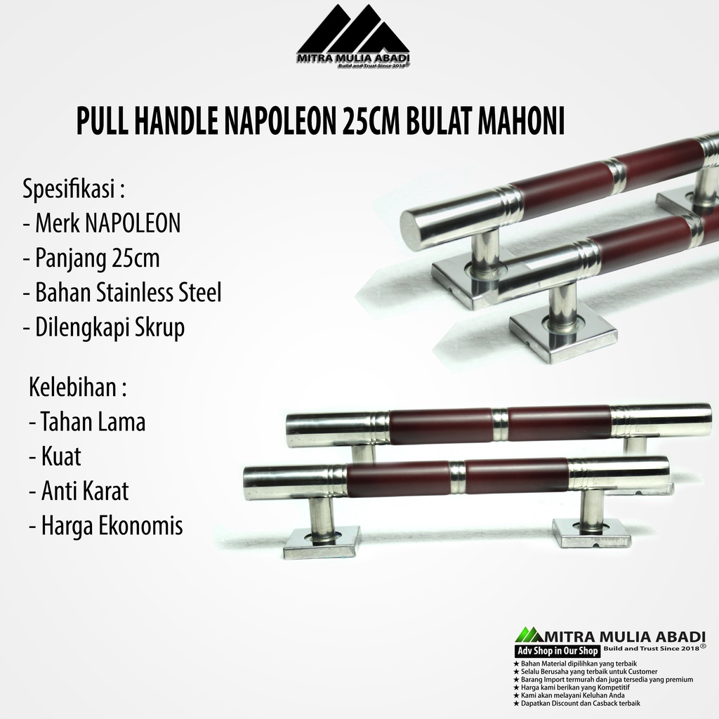 PULL HANDLE MINI 25cm BULAT MAHONI STAINLESS STEEL TARIKAN GAGANGPINTU