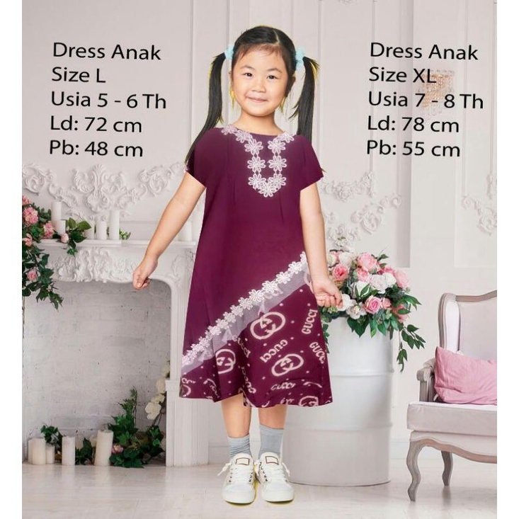 Daster brukat lingkar anak 1-10 tahun / baju anak / Daster anak