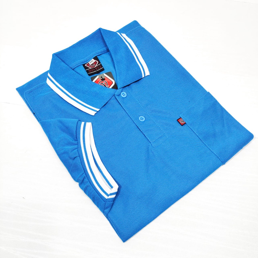 Kaos Polo shirt Saku Pria Dewasa Kerah Polos Saku Lengan Pendek Size L XL XXL
