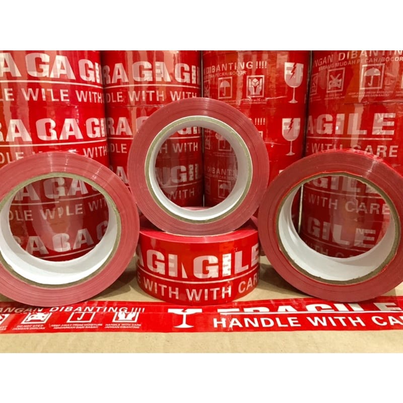 LAKBAN FRAGILE MERAH 48 MM X 100 YARD (90M)