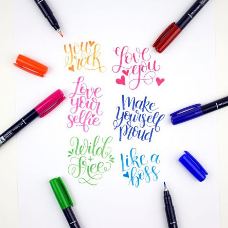 

Tombow Fudenosuke Brush Pen (Hard Tip & Soft Tip) - Pen Calligraphy Lettering // Dimino