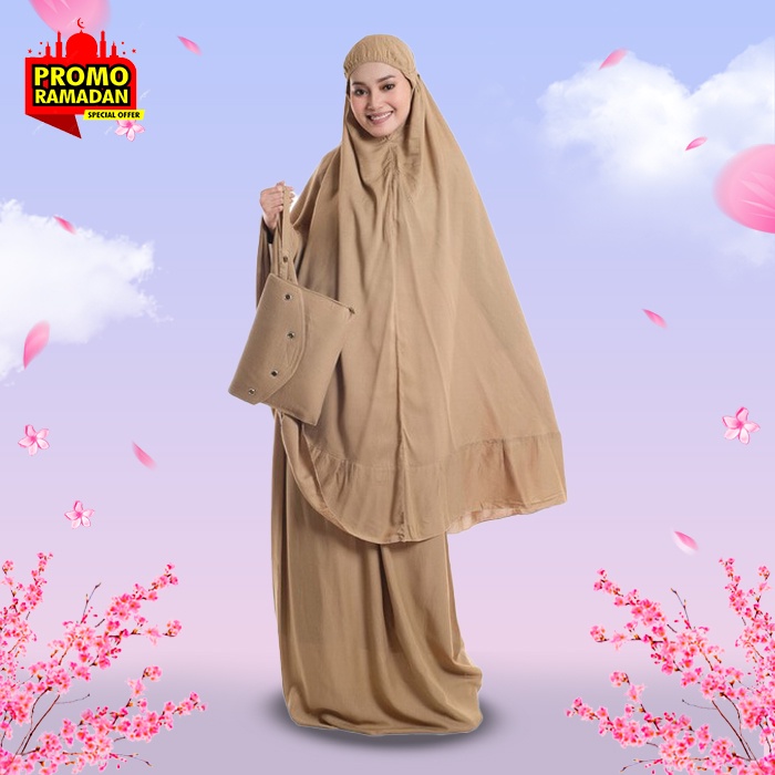 Mukena Bali Dewasa Katun Rayon Adem Mukenah Bali motif Polos Travel Bahan Katun Rayon Lembut Dewasa 