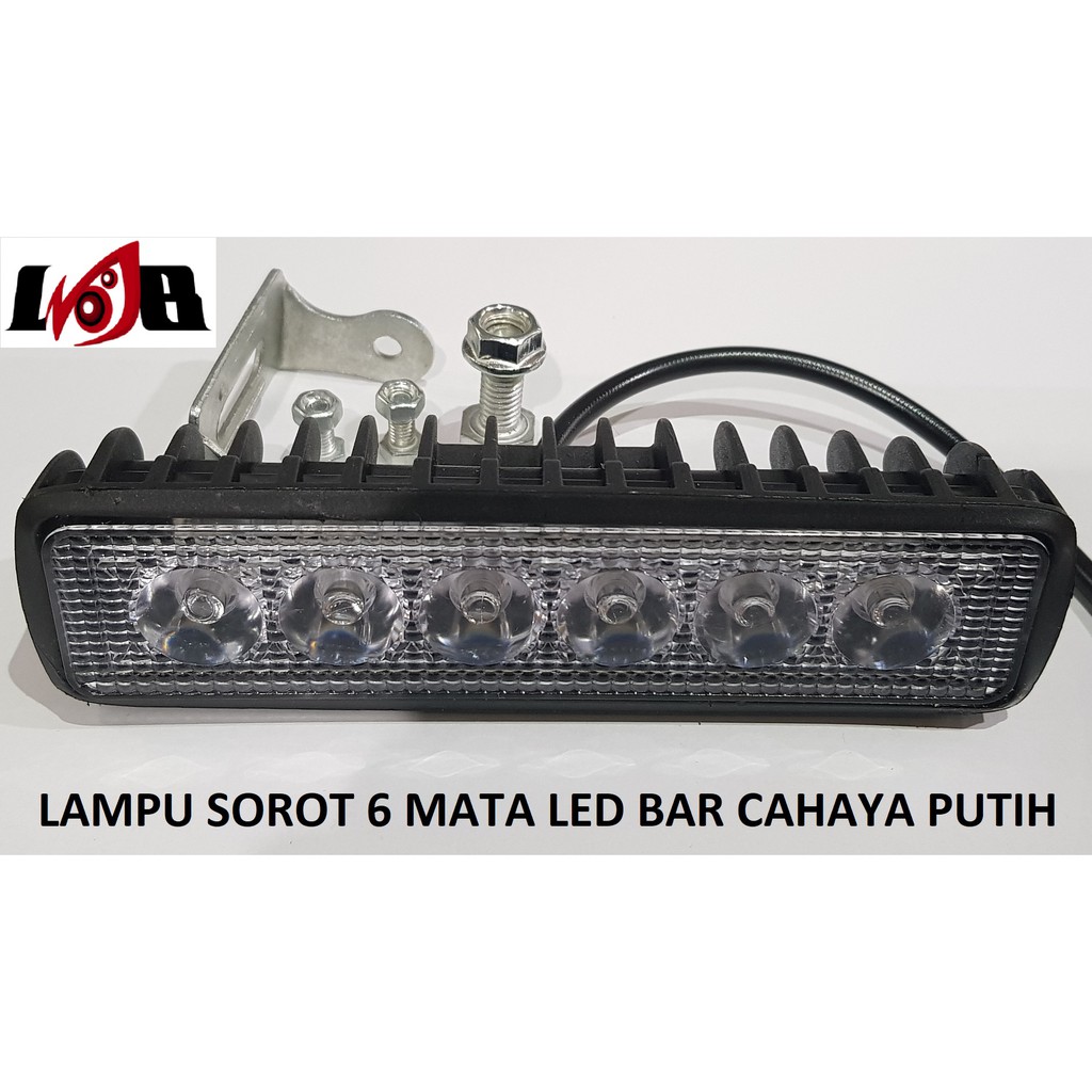 Murah WorkLight Cree 6 Mata Led Bar 18 watt Lampu Tembak Sorot Terang Putih