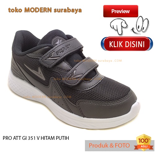 PRO ATT GI 351 V HITAM PUTIH sepatu anak sekolah sepatu sneaker velcro