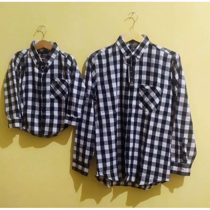 flanel couple koko ayah anak kemeja baju hem kembaran lebaran adem tebal ayah ibu anak