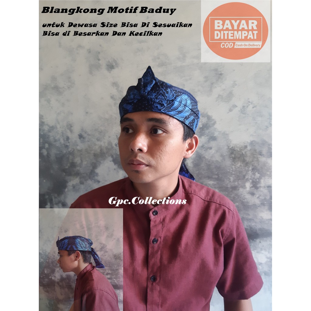 Blangkon Dewasa Motif Khas Baduy /Ikat Kepala Dewasa Motif full Corak Baduy
