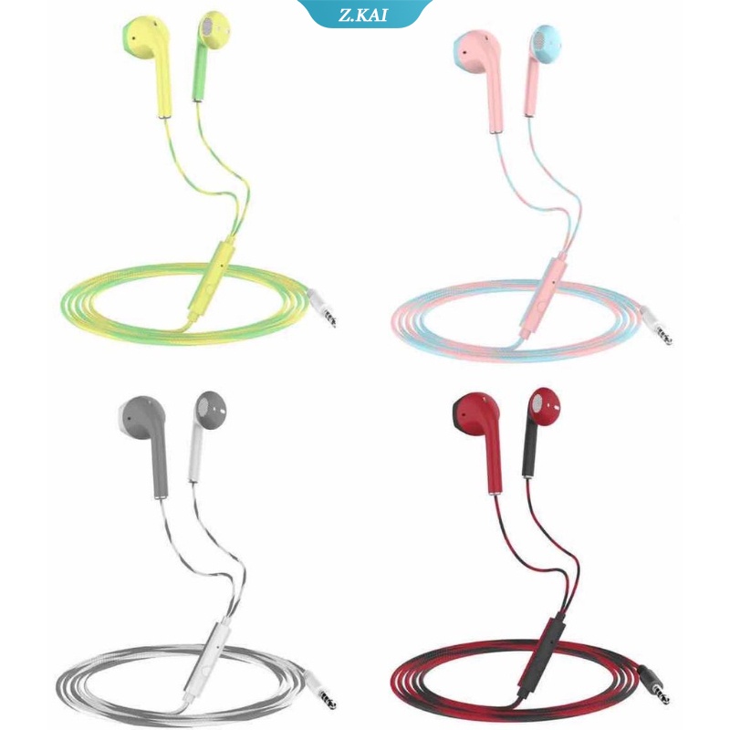 U24 Headset Earphone Musik Stereo Kabel 3.5mm Warna Macaron Dengan Mic Untuk iphone / Huawei / Xiaomi