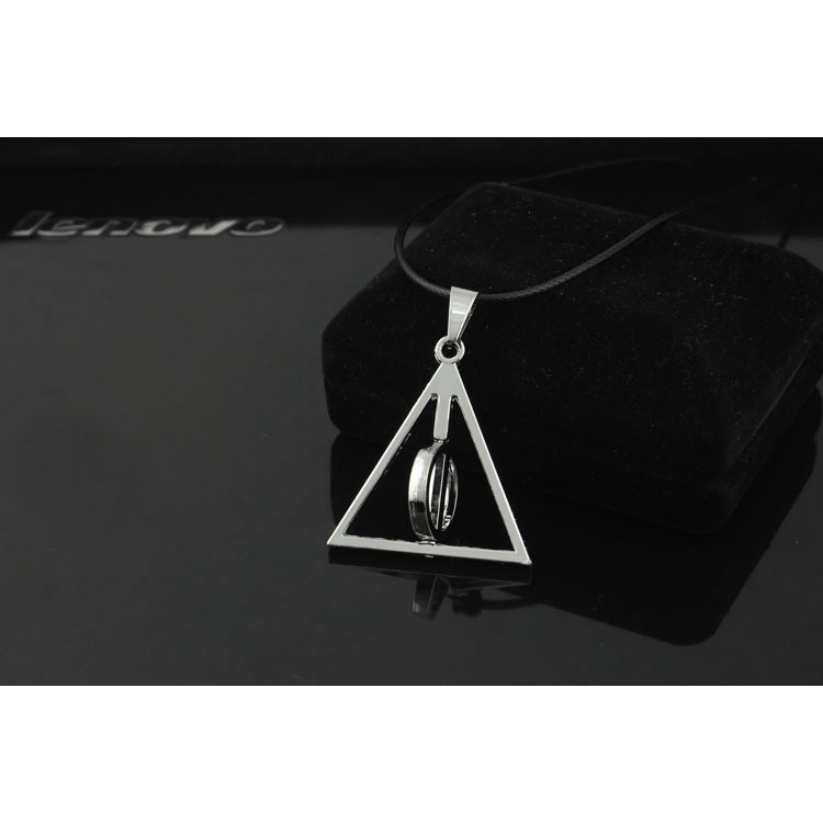 T399 Harry Potter kalung Luna horn Deathly Hallows diputar kalung liontin hip hop