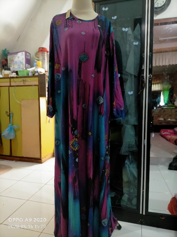 Baju Gamis Batik Jumbo Melar Bahan Calvin Jean Nalika Golden Danar