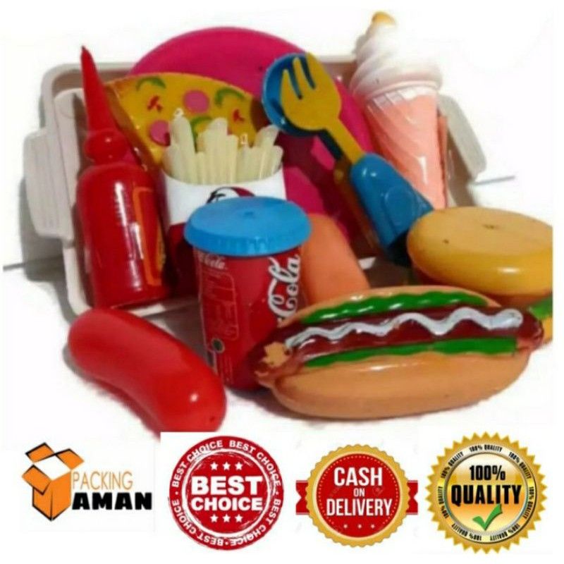 Mainan Anak Masakan Burger,Pizza,Kentang fast Food KS67