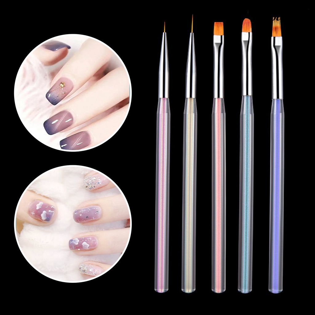 5 Pcs / Set Pena Menggambar Liner Bahan Akrilik Untuk Nail Art