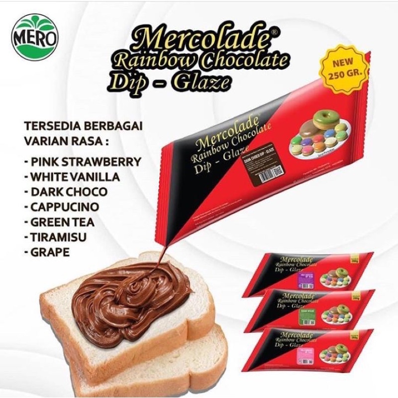 

MERCOLADE RAINBOW CHOCOLATE DIP GLAZE 250G (Topping Donat/Kue)