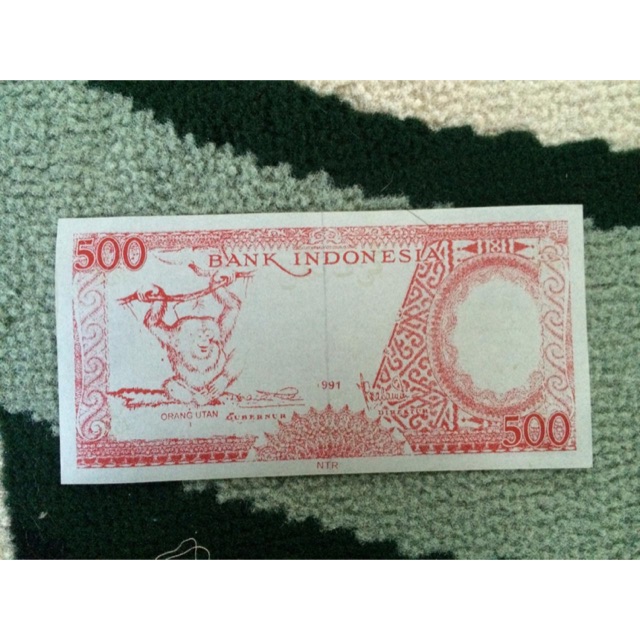 Uang Kuno Rp 500 Monyet Gantung 1991 Merah