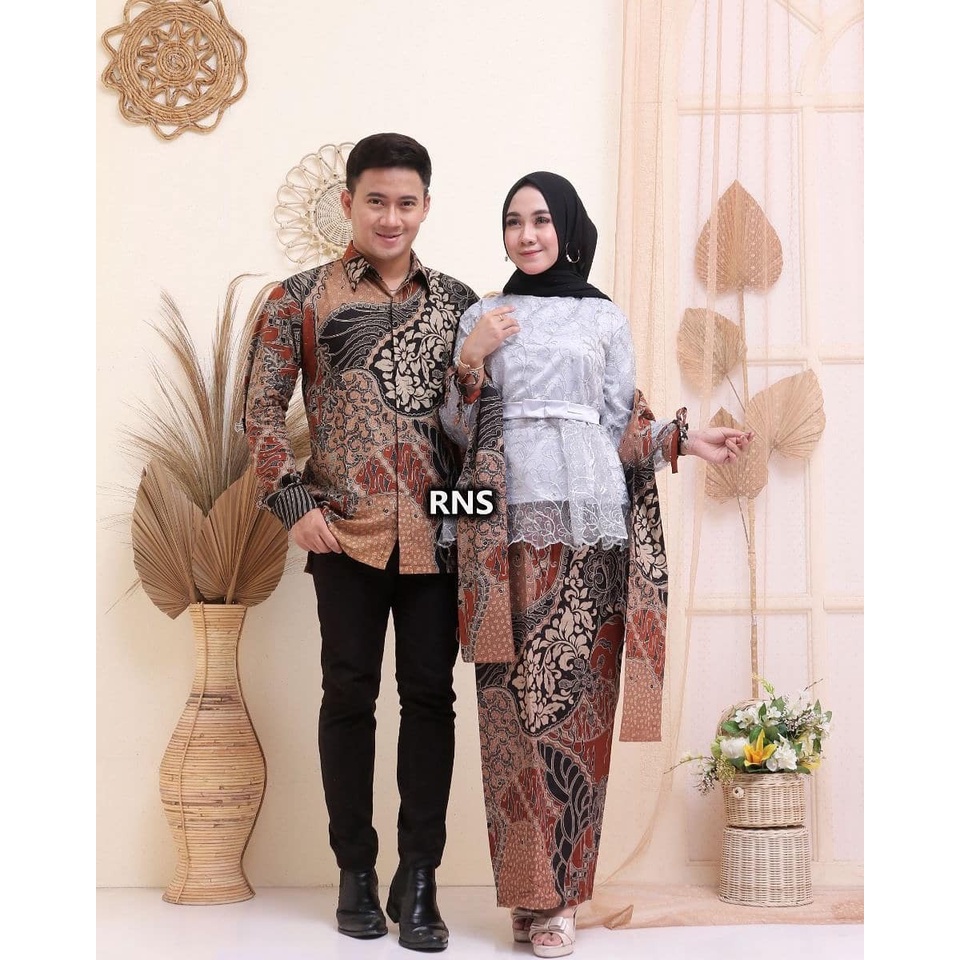 KHANSABATIK [ADA JUMBO] BATIK KEBAYA TERBARU COUPLE PASANGAN JAWA 2 BROKAT Kebaya Tunangan Lamaran Modern MURAH