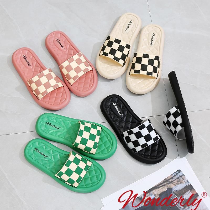 2026-2 [WONDERLY] Sendal Wanita Motif Catur Wonderly / Sendal Selop Karet Wanita / Sandal Slop Cewek / Sendal Selop Karet Wanita Wonderly / Sandal Slop Cewek / Sandal Motif Smile / Sandal Smile / Sandal Fluffy