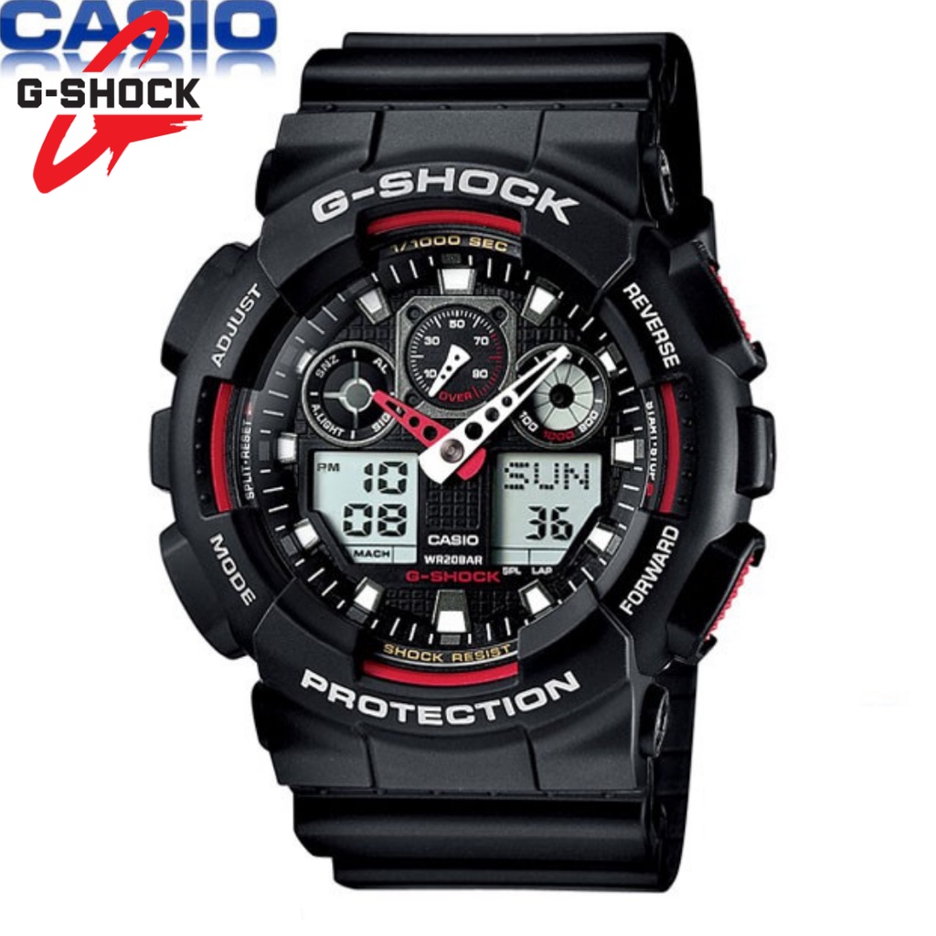 JAM TANGAN PRIA OLAHRAGA SPORT GA100 FULLSET WATER RESISTANT AUTOLIGHT