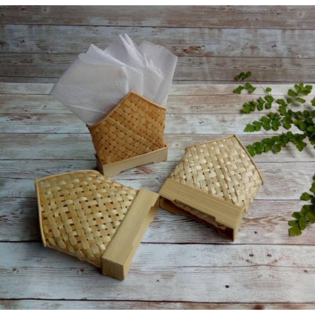 Tempat Tisu Bambu Wadah Tissu Bambu Segi Lima
