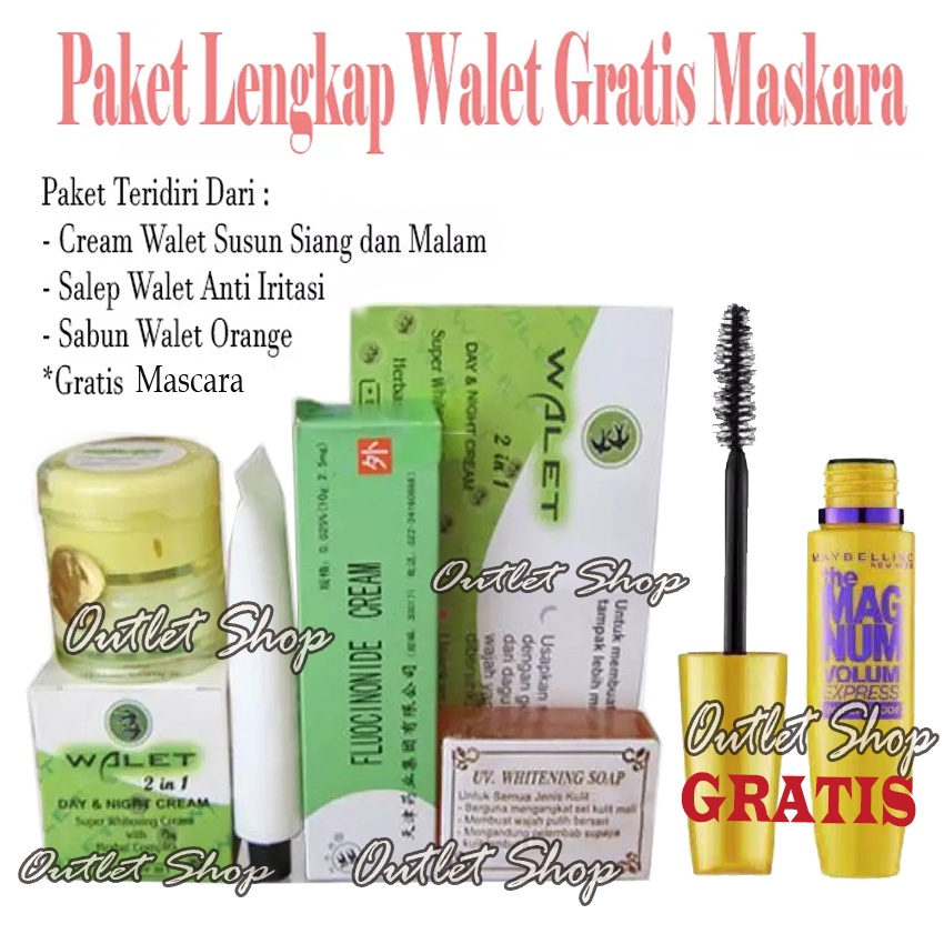 (Gratis Maskara) Paket Cream Susun Walet Siang Malam 4in1 + Salep Anti Iritasi walet + sabun Walet D