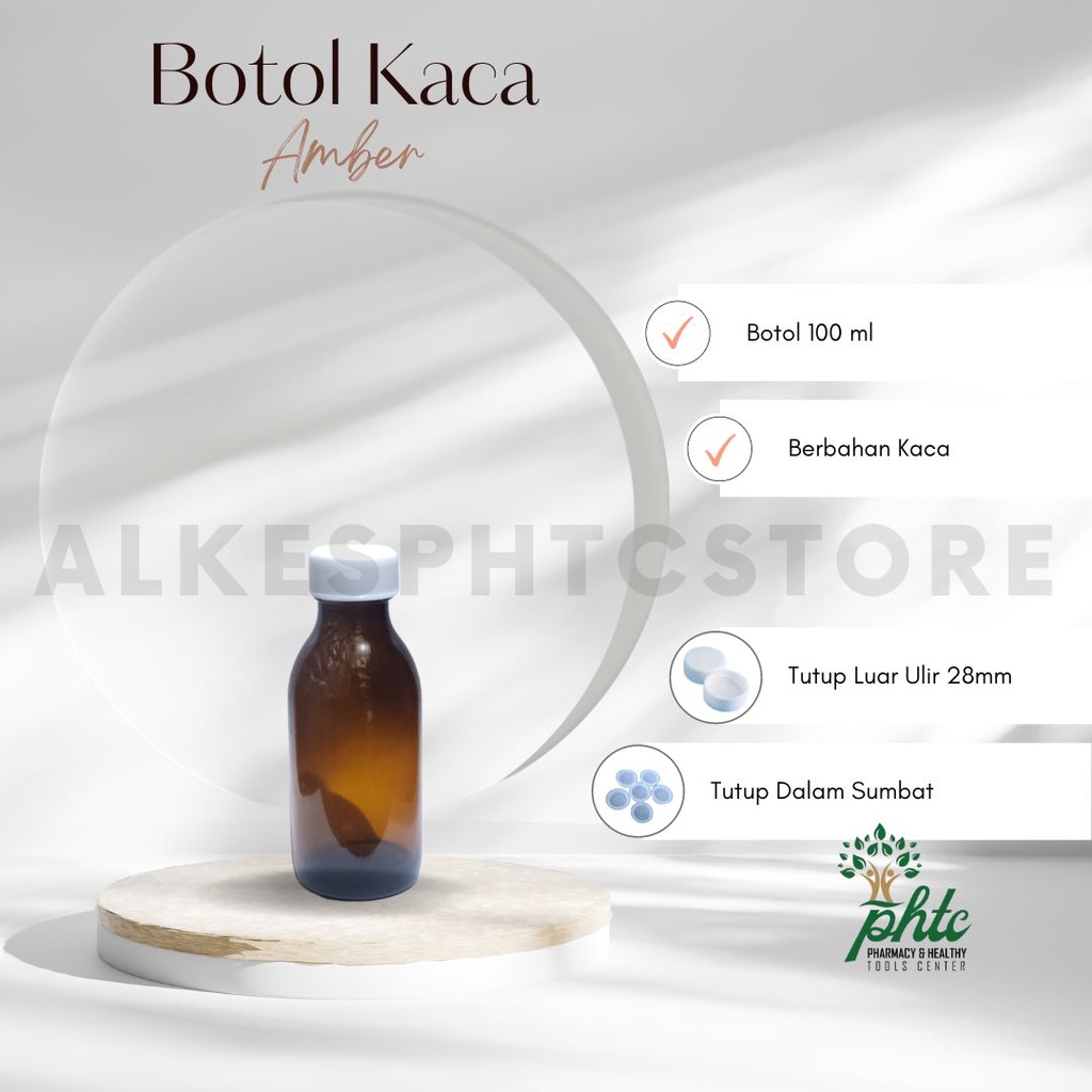 Botol 100ml l Botol Kaca Coklat 100 ml l Botol Amber 100ml - Kaca