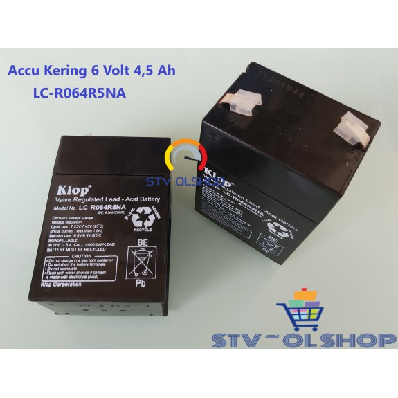 Accu Kering 6V / Aki Battery Kering 6V 4,5 Ah Klop