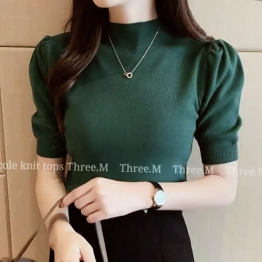 NICOLE KNIT PREMIUM - ATASAN KERAH TINGGI WANITA - KNIT TOPS 3/4