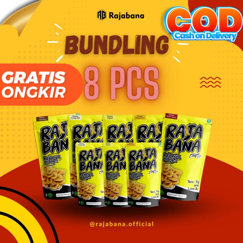 

8 Pcs Kripik pisang coklat Rajabana Paket Bundling Merdeka | CEMILAN/ SNACK MAKANAN RINGAN/ KERIPIK PISANG