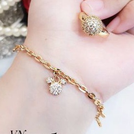 Set gelang dan cincin xuping motif miky