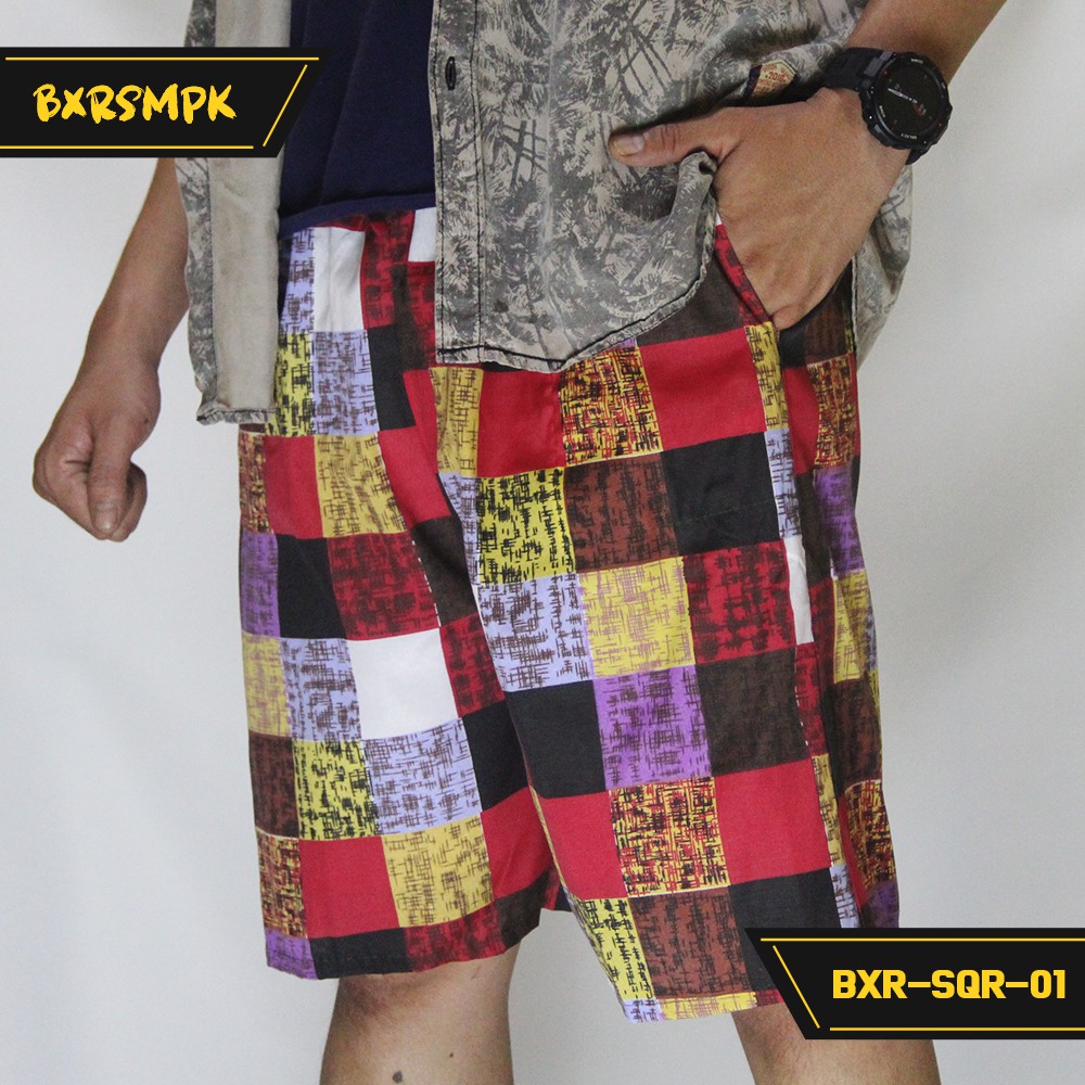 Kolor Boxer Sempak Celana Pendek Pria dan Wanita Motif Square
