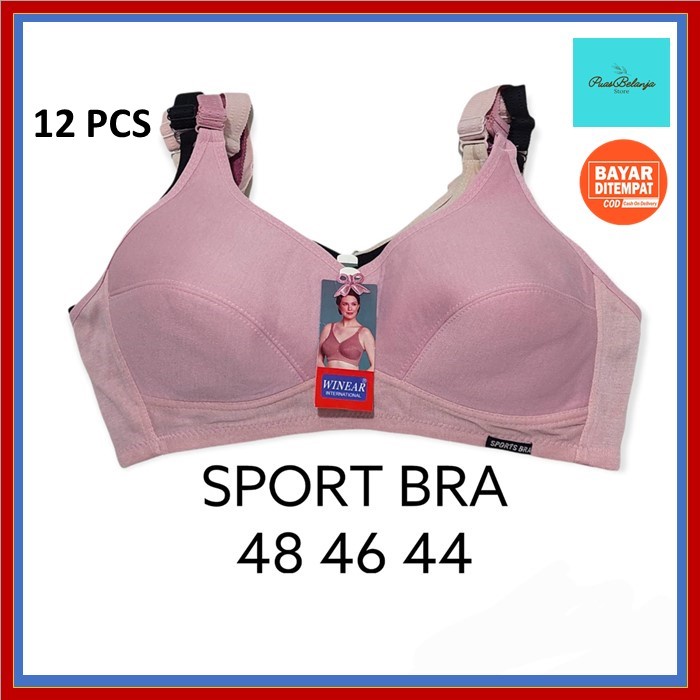 Bra Jumbo Sport Bra 48 46 44 Big Size Busa Tipis Tanpa Kawat (12 PCS) BRA Super JUMBO Bra Olahraga Senam Sport Bra Wimear La Paris 1 Lusin