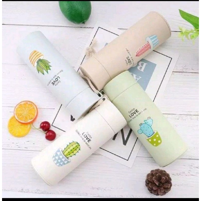 (KAKTUS) Botol Minum Kaca Unik Motif Kaktus 500ml