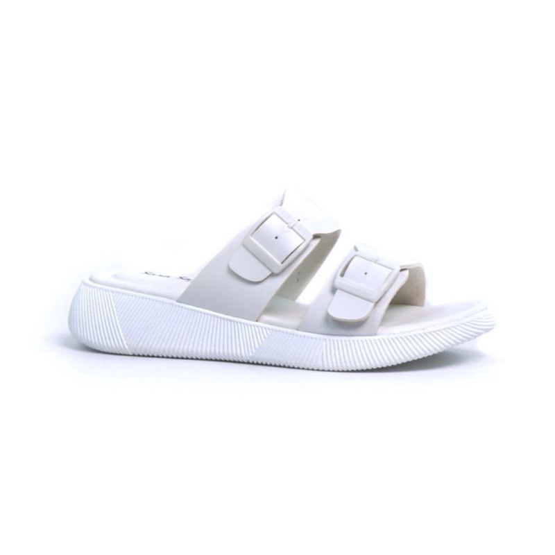 Hello - Sandal Wanita Slip On Strap 2 Korean Styles Puffy birken Sandal Slip On mules {Sara02}