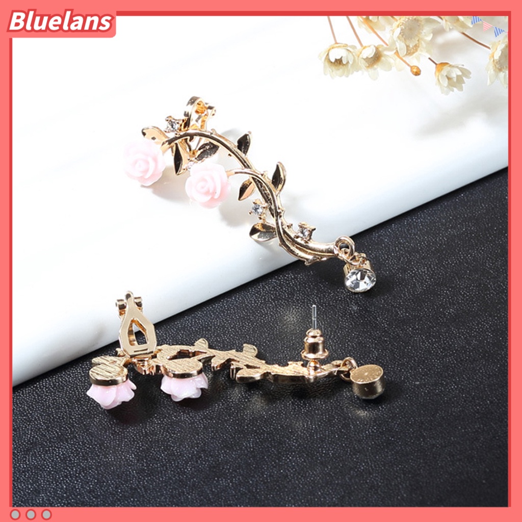 Bluelans Earrings Beautiful Climber Crawler Rose Flower Branch Earrings