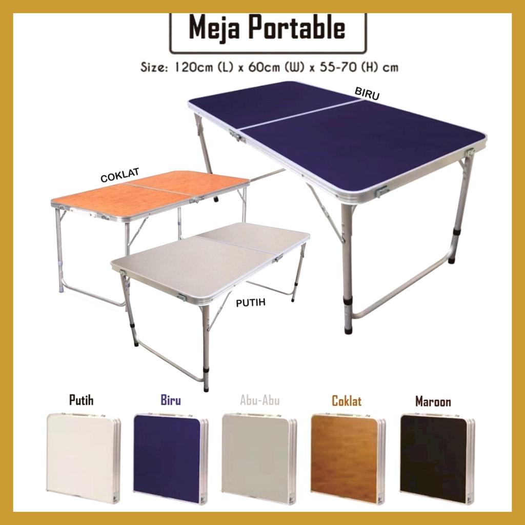 DISKON Meja Lipat Portable - Meja Kerja Lipat Serbaguna Meja Portable Uk 120cm x 60cm Model Kaki Petak Dan Kaki Bulat Goshop88