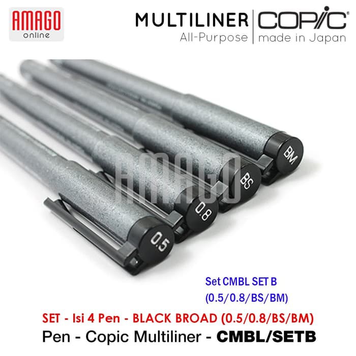 COPIC MULTILINER BLACK BROAD (4 PCS/SET) - CMBL/SETB