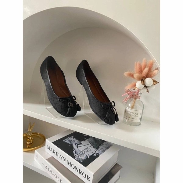 SEPATU FLAT SHOES WANITA COACH (COCHSHOE-02) - BLACK FULL, 35
