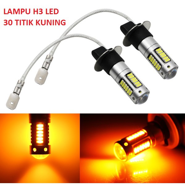 Lampu Foglamp H3 LED 30 Titik Lensa Projector Kuning