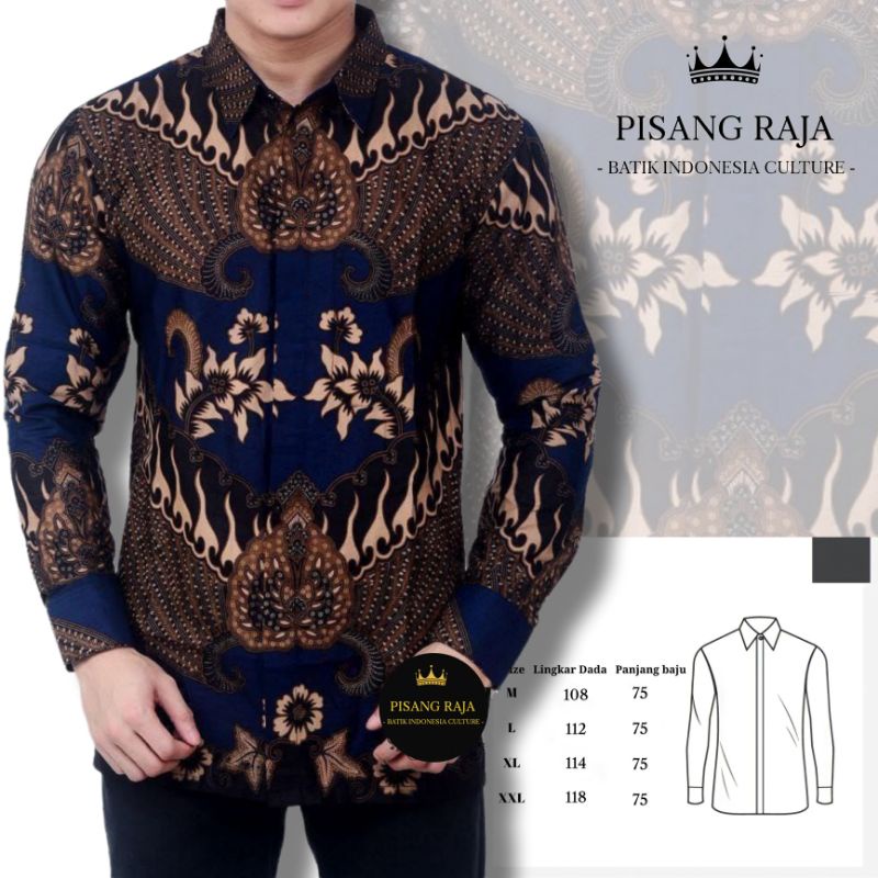 Batik Pria Baju Kondangan Kemeja Formal Lengan Panjang Modern Seragam kantor Cowok Keren Distro Outf