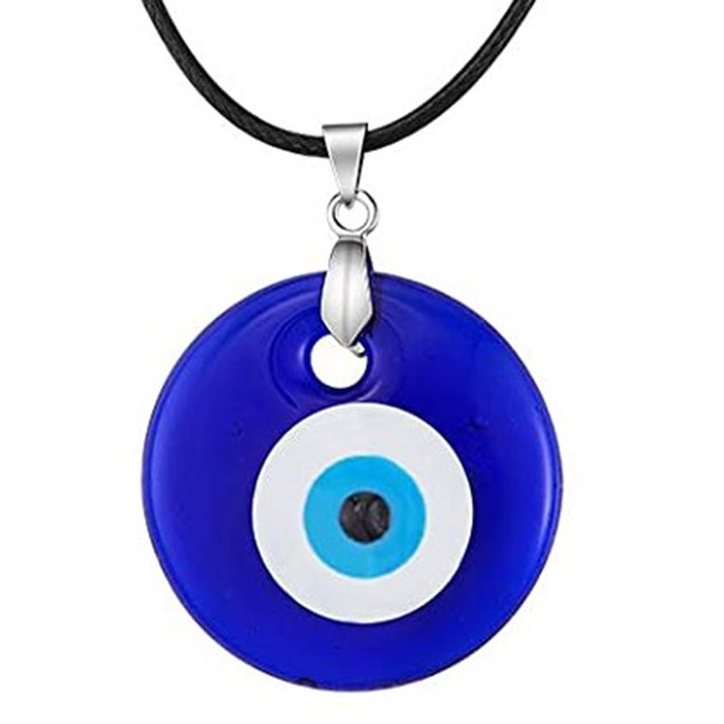 Kalung Rantai Bahan Stainless Steel Desain Evil Eye Greek