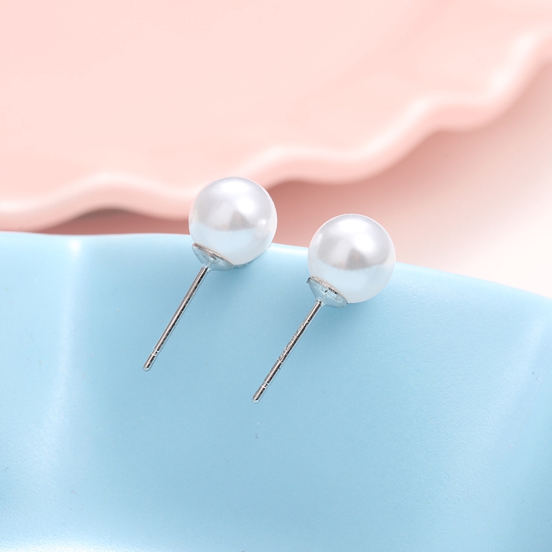 Anting Mode Korea 8mm Mutiara Perak Siswa Perempuan anting Plug Earrings Hadiah