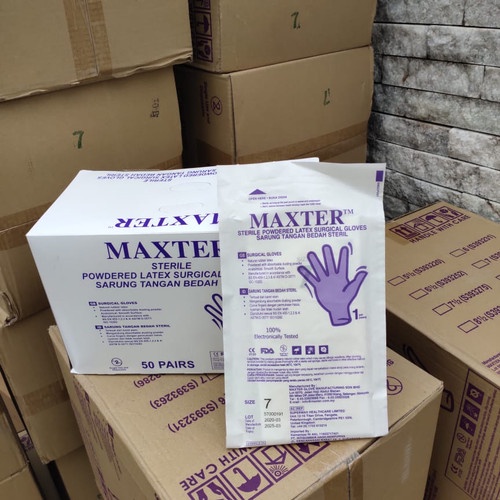 SARUNG TANGAN LATEX SURGICAL GLOVES STERIL MAXTER - PER PAIR