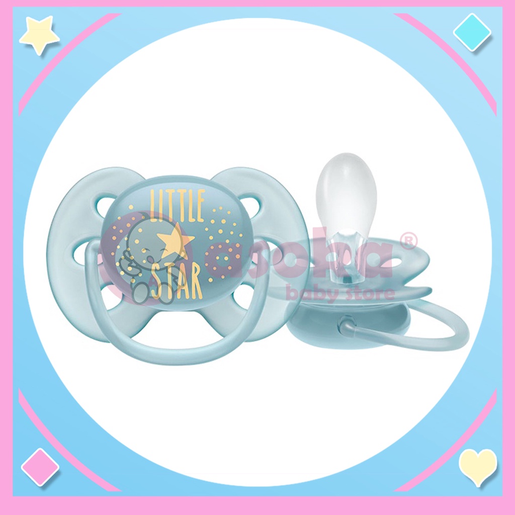 Philips Avent Soother Soft 6-18m Boy Little Star 1P SCF528/01 Pacifer - Empeng Bayi ASOKA