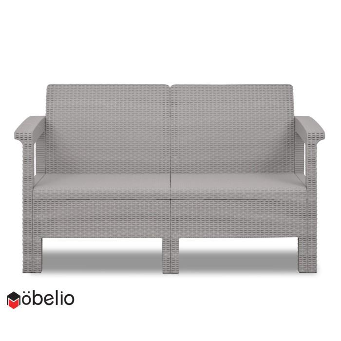 Sofa Taman Teras Plastik Elegan Minimalis 2 Dudukan Kualitas Ekspor