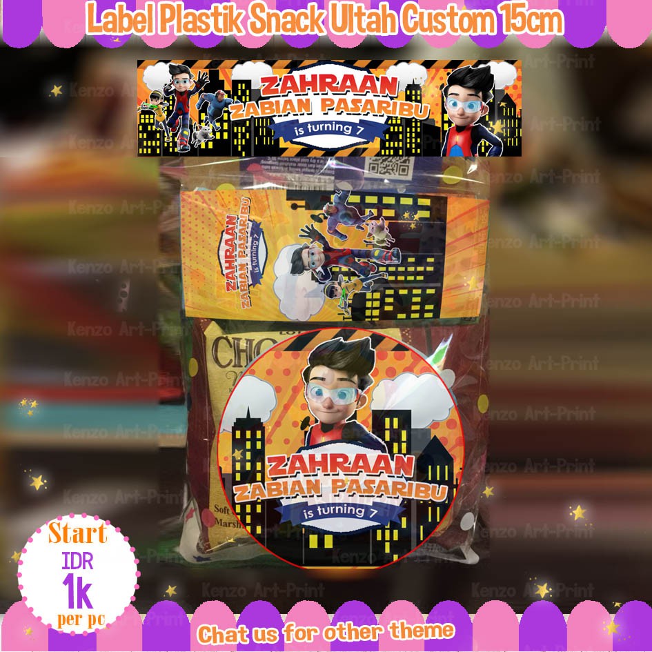 

Label Plastik Snack Ultah Custom, Plastik Label Ulang Tahun, Label Kemasan Snack
