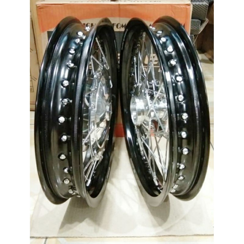 Velg Jari Jari Tromol Ring14 ukuran Lebar Depan belakang 185Motor Mio M3, Fino, Mio Z, Warna Hitam G