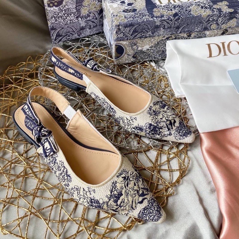 Flat Shoes Dior size 39 Navy sepatu wanita