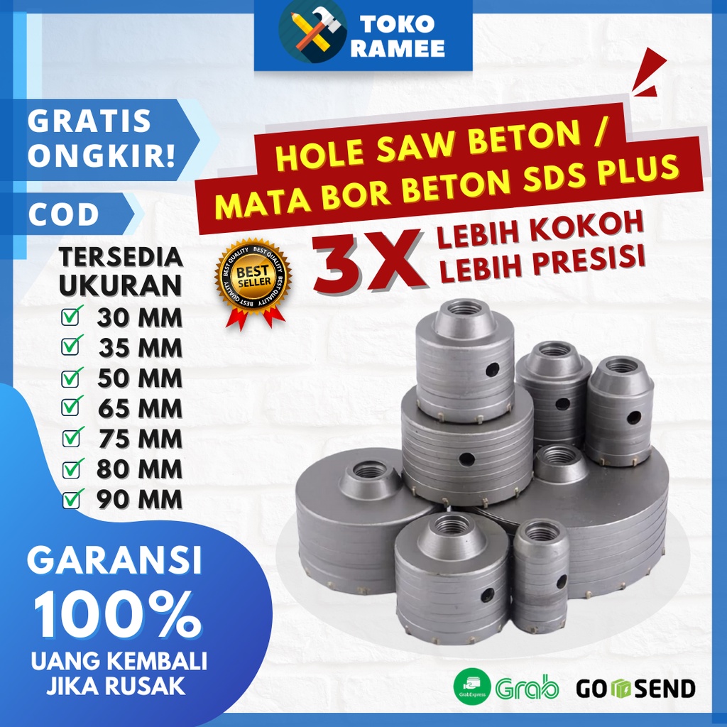 Mata Bor Hole Saw Holesaw Beton Pelubang Tembok Pipa Selang AC Set Perkakas Alat Tukang Pertukangan