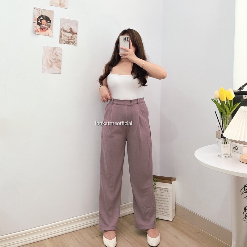 lookatmeofficial • Regina Knit Long Pants - Celana Kulot Highwaist Tebal Premium Korean Look